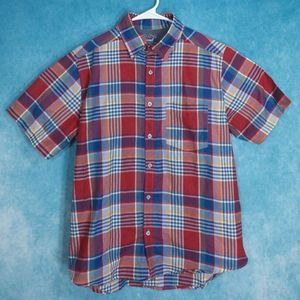 Fiend Super Performance Classics Shirt, Short Sleeve, Plaid, Men's, Size Medium